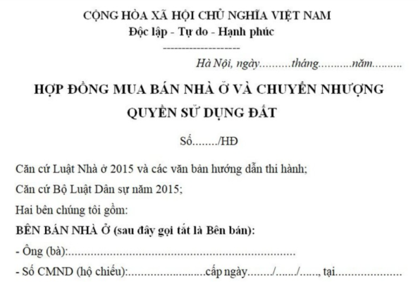 Hợp đồng mua bán nhà đất